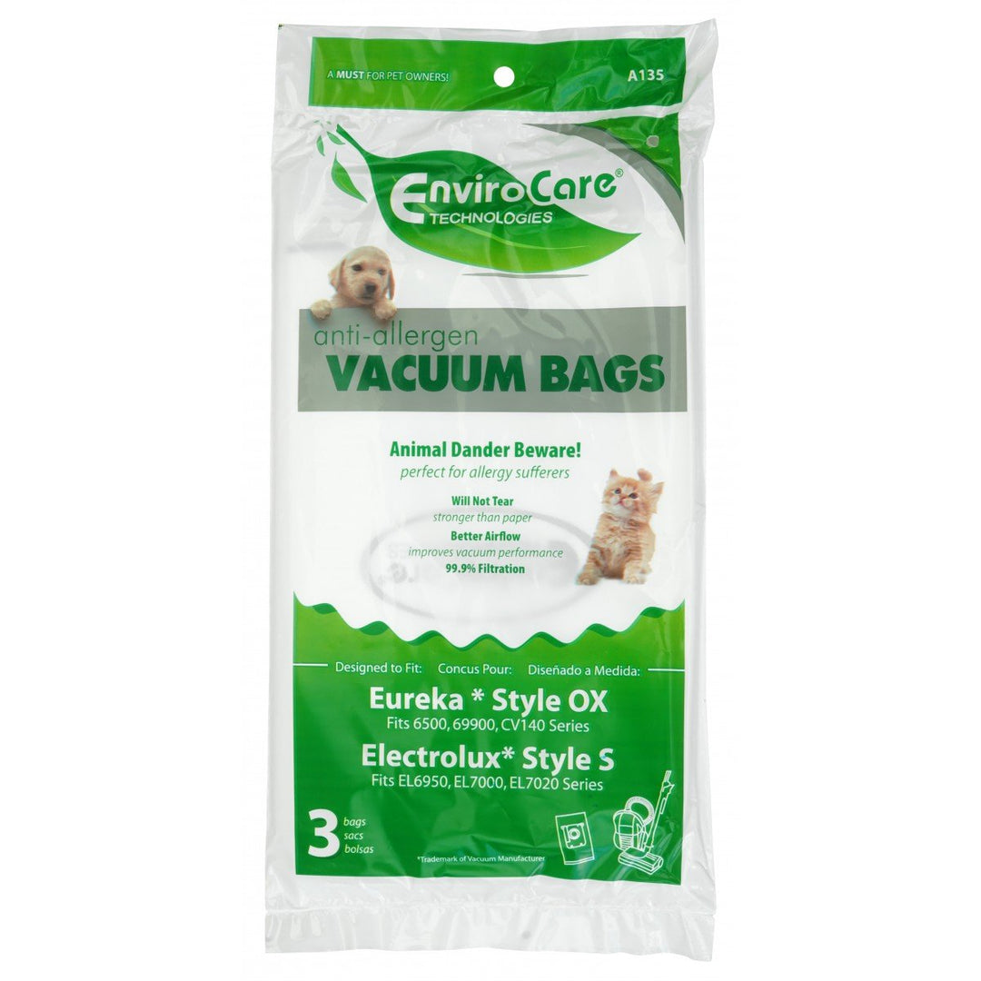 Electrolux Style S, 6500, 69900 and CV140 Series & Eureka Style OX Bags - Pack of 3 HEPA Bags