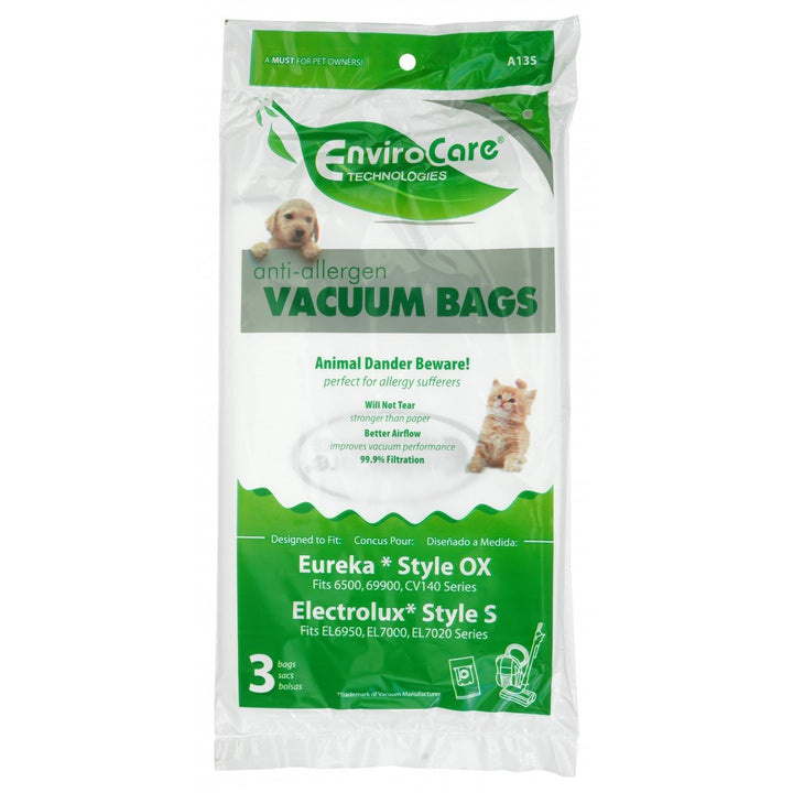 Electrolux Style S, 6500, 69900 and CV140 Series & Eureka Style OX Bags - Pack of 3 HEPA Bags