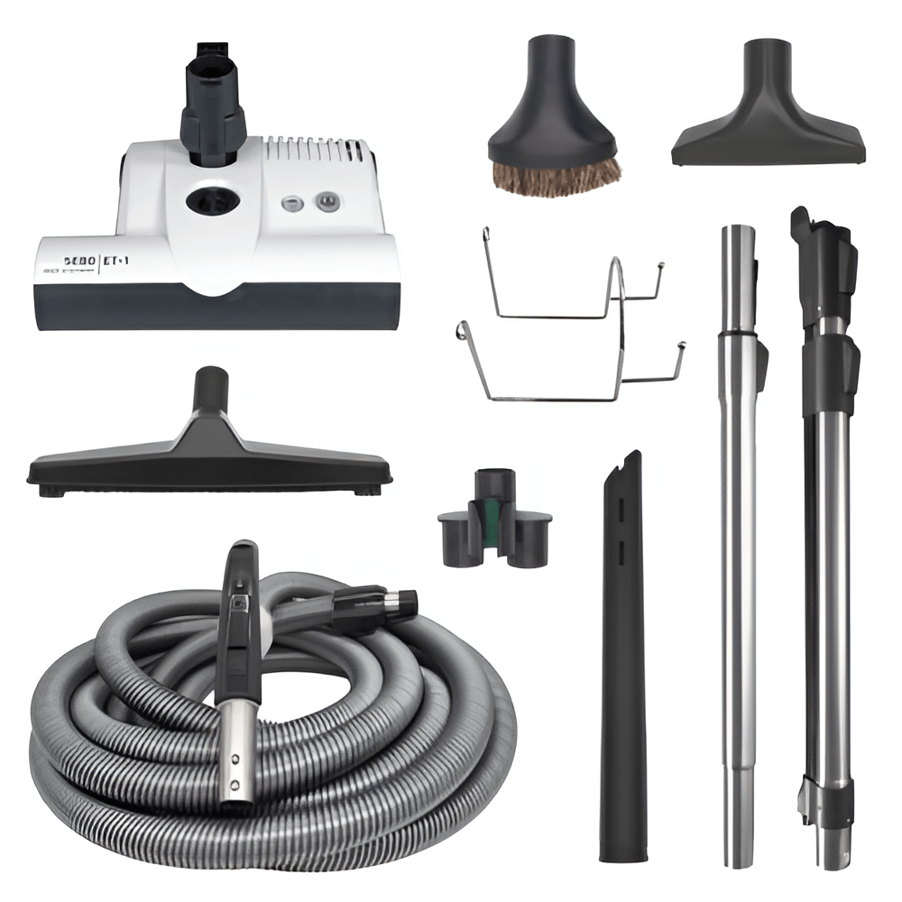 SEBO 35′ DELUXE CENTRAL VACUUM KIT WITH WHITE ET-1 POWER HEAD