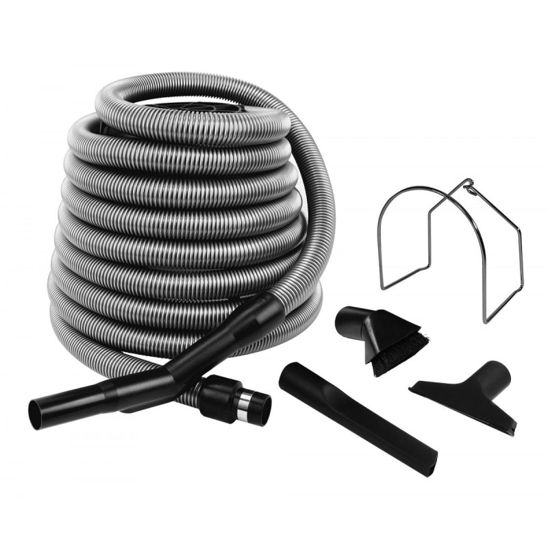 Central Vacuum Kit for Garage 30' Hose Silver