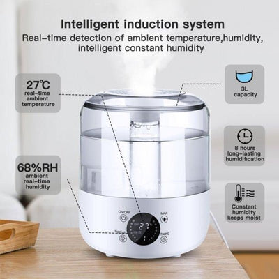 High Capacity Humidifier with LED Touch Display and Remote - 3L