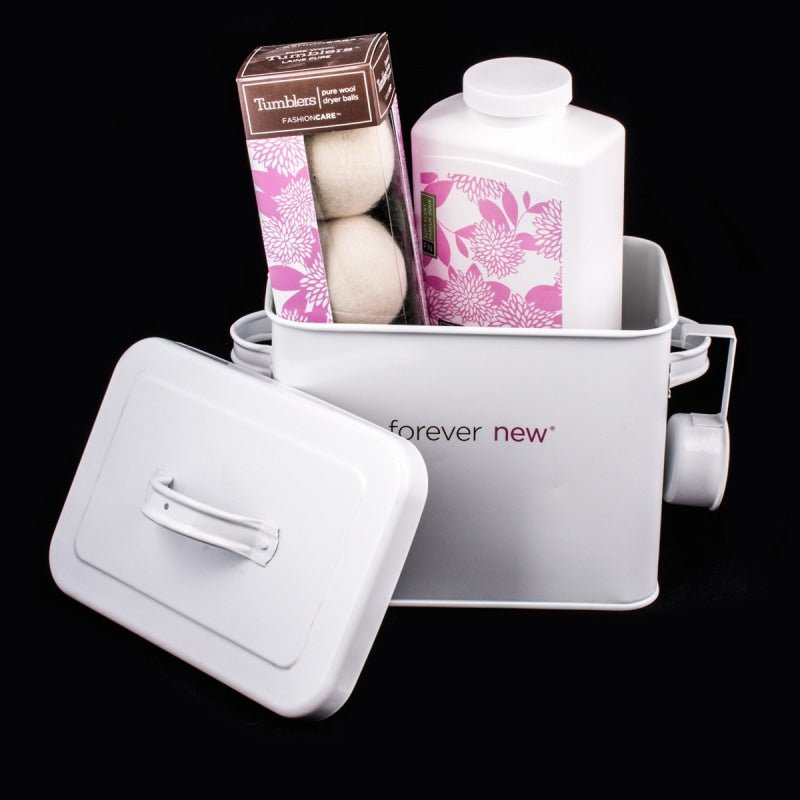 Forever New Decorative Laundry Tin With 1 KG Detergent Powder And 3-Pack Dryer Balls