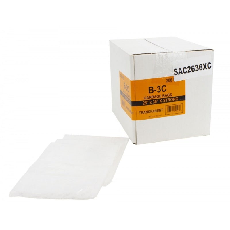 Garbage Trash Bags Extra Strong 26" x 36" Clear Box of 200