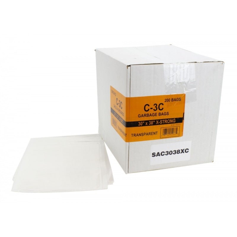 Garbage Trash Bags Extra Strong 30" x 38" Clear Box of 200