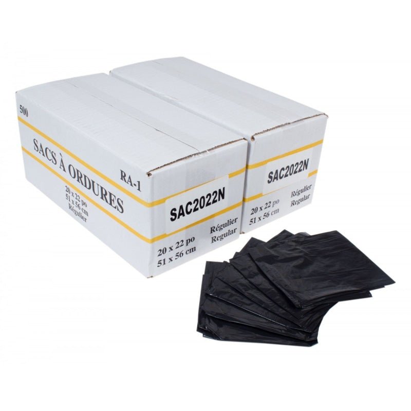 Garbage Trash Bags Regular 20" x 22" Black 2 Boxes of 500