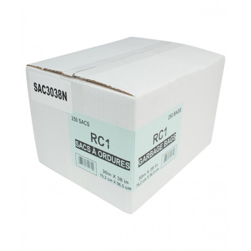 Garbage Trash Bags Regular 30" X 38" Black Box of 250
