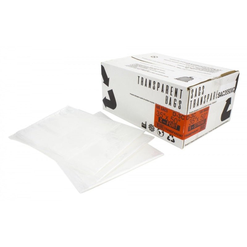 Garbage Trash Bags Regular 35" x 50" Clear Box of 100