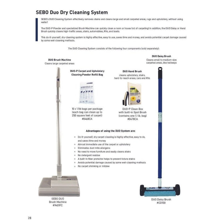 SEBO DUO-P Dry Cleaning Powder – 10 x 500g bags - Carpet Cleaners