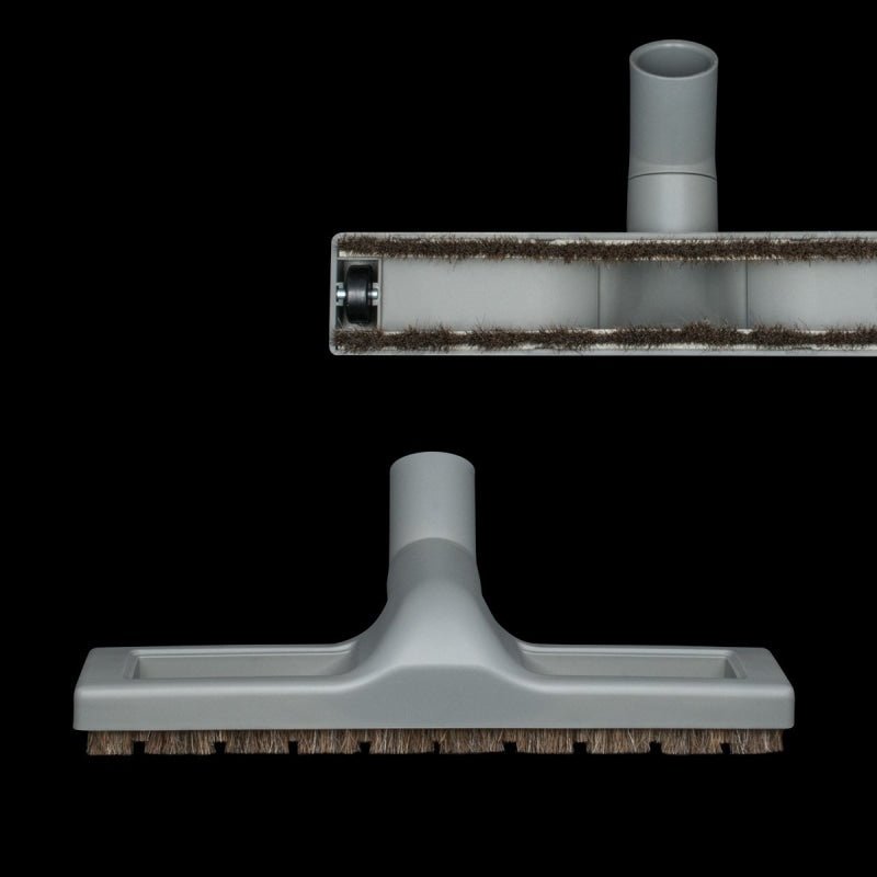 Titanium Grey Friction Fit Floor Brush With Wheels And Horsehair Bristles - 1 1/4 Neck x 12 Wide - Tools & Attachments