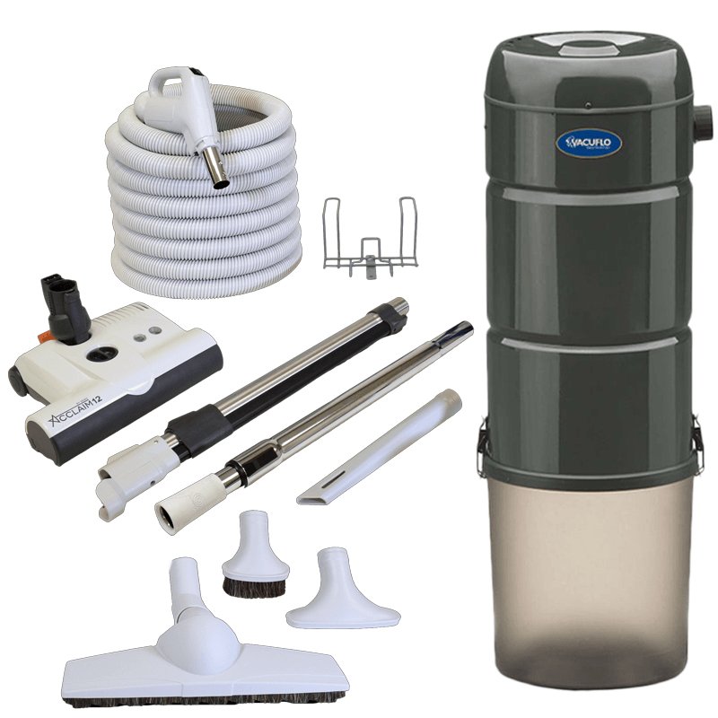 VACUFLO 466Q CENTRAL VACUUM POWER UNIT & ACCLAIM ELECTRIC POWER HEAD KIT - Central Vacuum Power Unit with Kit