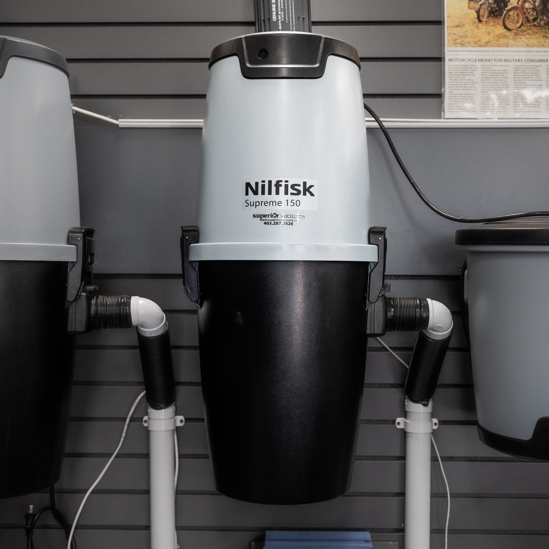 An image of Nilfisk central vacuum supreme 150 in store at Superior Vacuums, Calgary, Canada