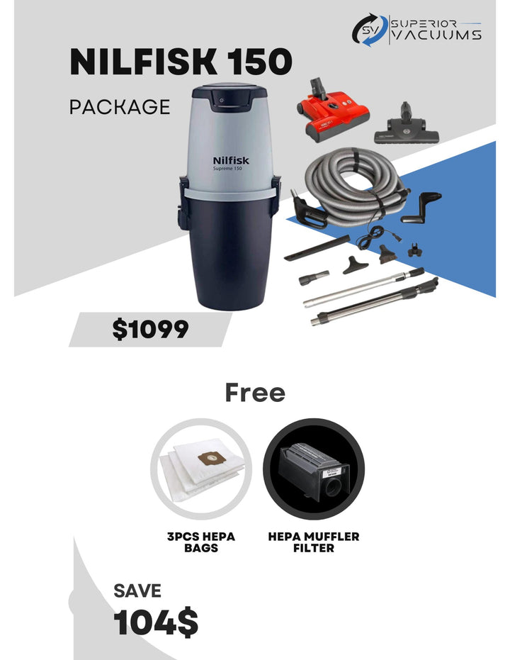 Nilfisk Supreme 150 Central Vacuum + SEBO ET1 Kit Package