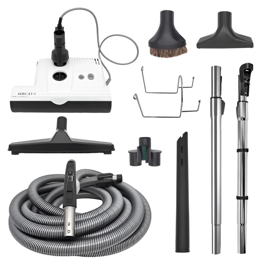 SEBO 35′ STANDARD CENTRAL VACUUM KIT WITH WHITE ET-1 F2 POWER HEAD