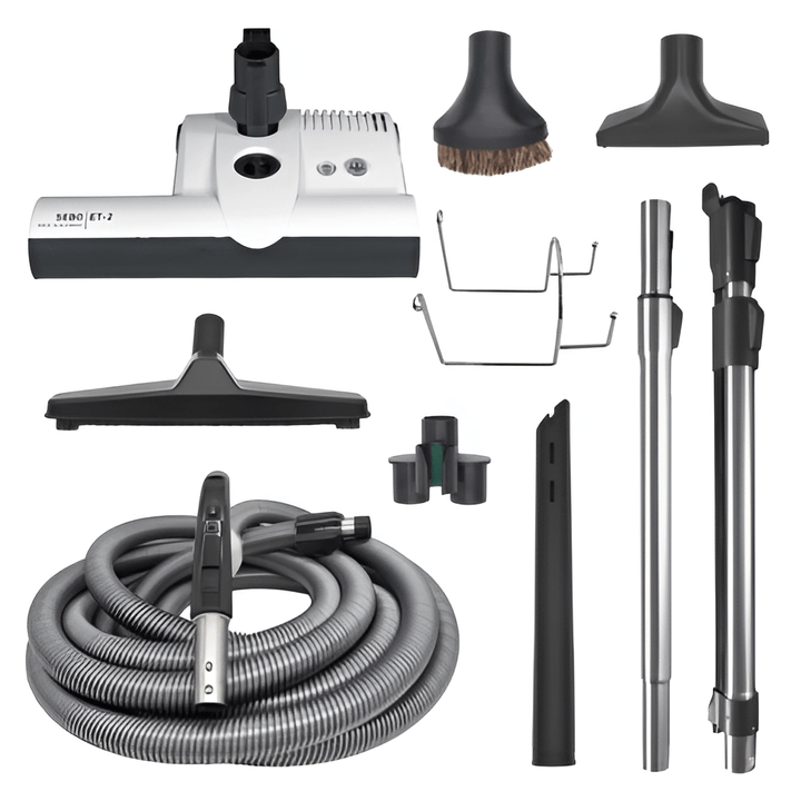 SEBO 35′ DELUXE CENTRAL VACUUM KIT WITH ET-2 POWER HEAD