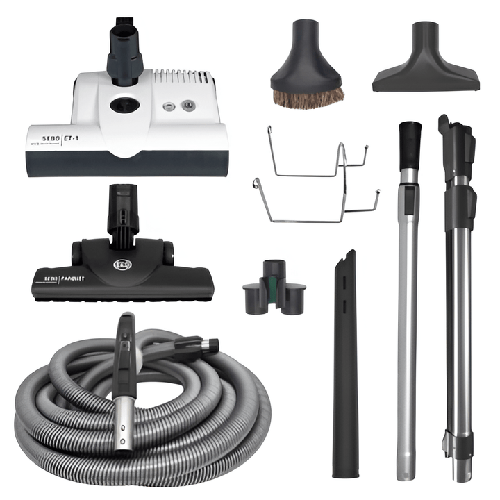 SEBO 35′ PREMIUM CENTRAL VACUUM KIT WITH ET-1 POWER HEAD