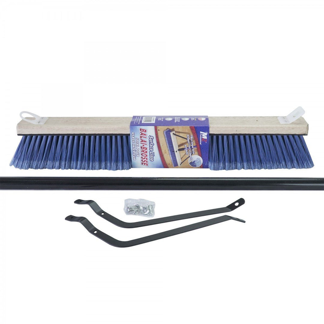 Side Clipped Fine Flagged Tip Push Broom – 54" Handle – Grey image 2