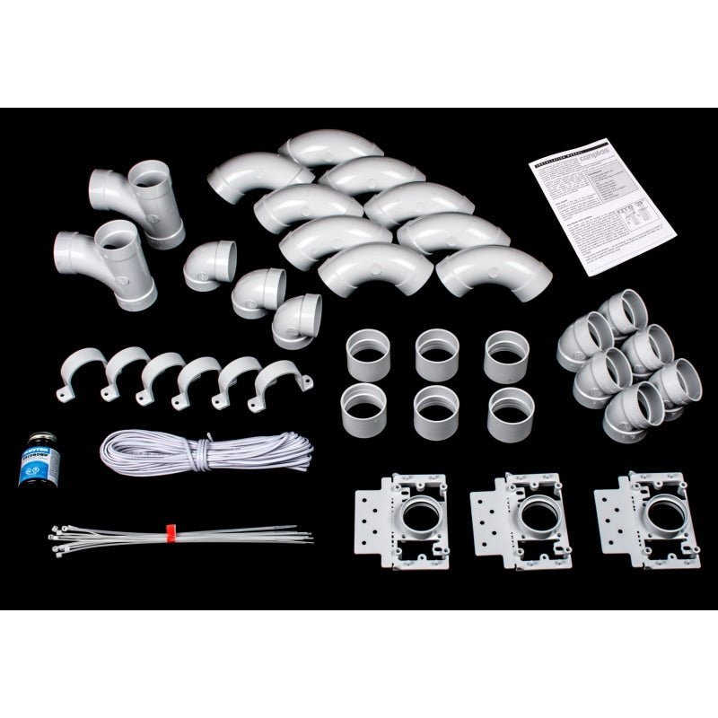 Central Vacuum Fitting 3 Inlet Installation Kit - Central Vacuum Parts
