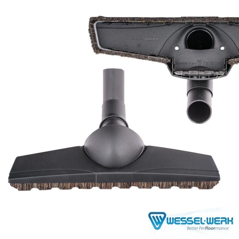 Black Wessel Werk Turn & Clean Double Swivel Neck Floor Brush - 1 1/4 x 13 Wide - Tools & Attachments