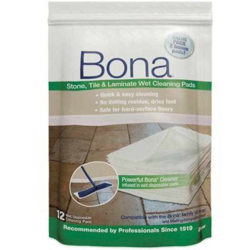 Bona Stone Tile Laminate Floor Wet Cleaning Pads - 12 Pack - Cleaning Products