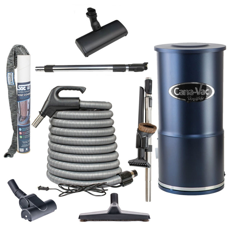CanaVac LS-490 Central Vacuum System With Nilfisk Select Power Head Accessory Kit - Central Vacuum Power Unit with Kit