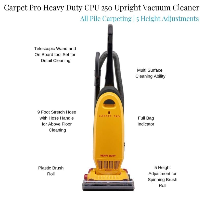 Carpet Pro CPU-250 Heavy Duty Upright Vacuum Cleaner - Upright Vacuums