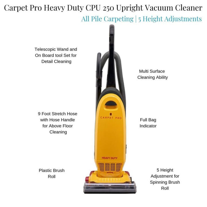 Carpet Pro CPU-250 Heavy Duty Upright Vacuum Cleaner - Upright Vacuums