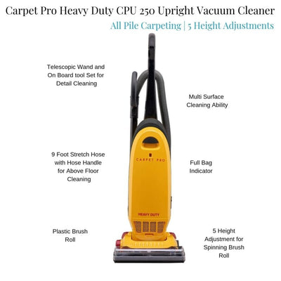 Carpet Pro CPU-250 Heavy Duty Upright Vacuum Cleaner - Upright Vacuums