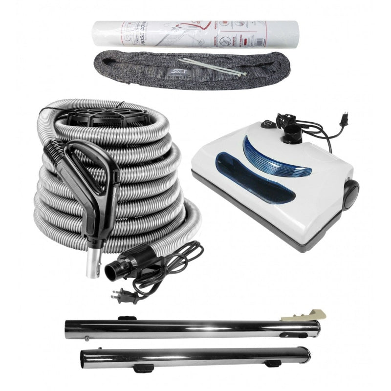Central Vacuum Kit 30' Silver Electrical Hose Power Nozzle