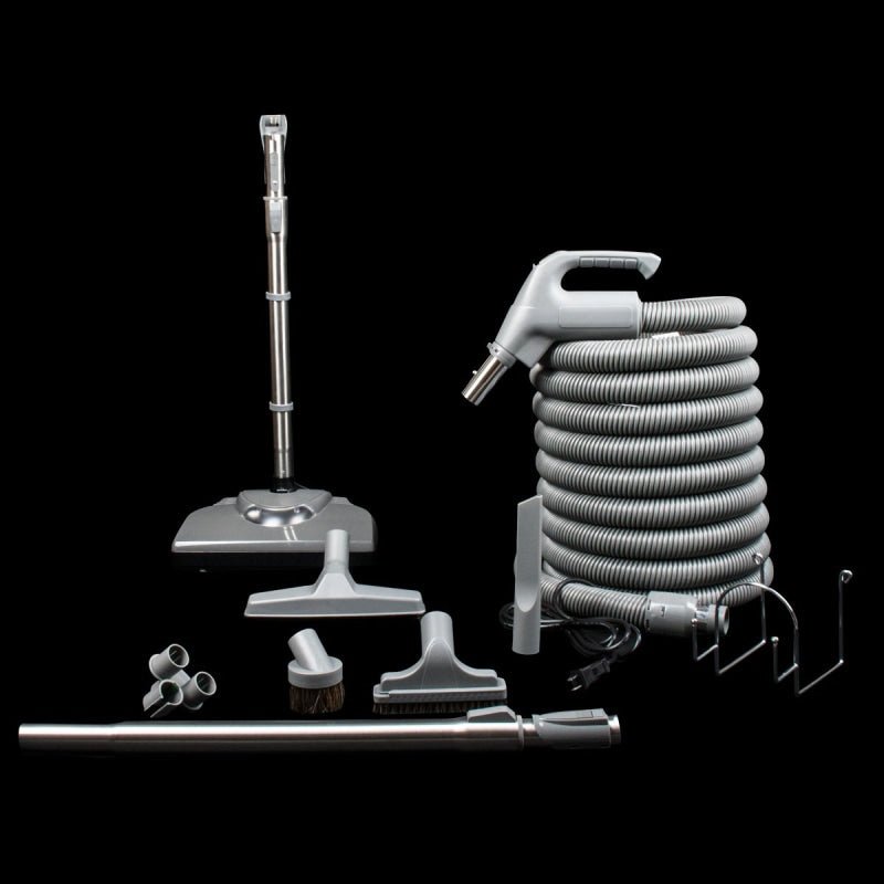 Economy Central Accessory Kit With 1 3/8 X 30’ Hose Tools And Hanger - Titanium Grey