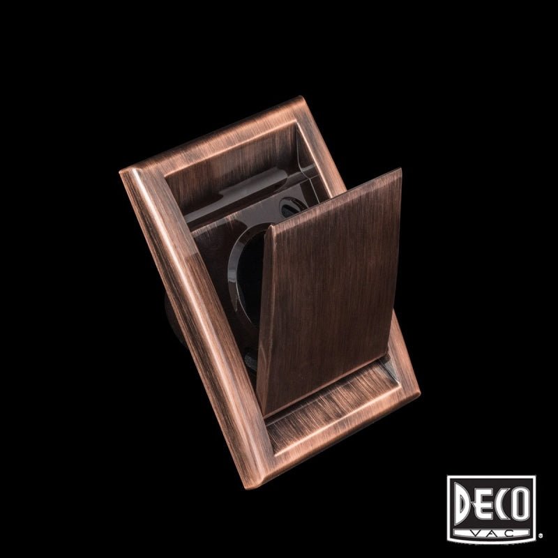 Deco Central Vacuum Wall Valve - Classic Square Door Antique Copper - Central Vacuum Parts