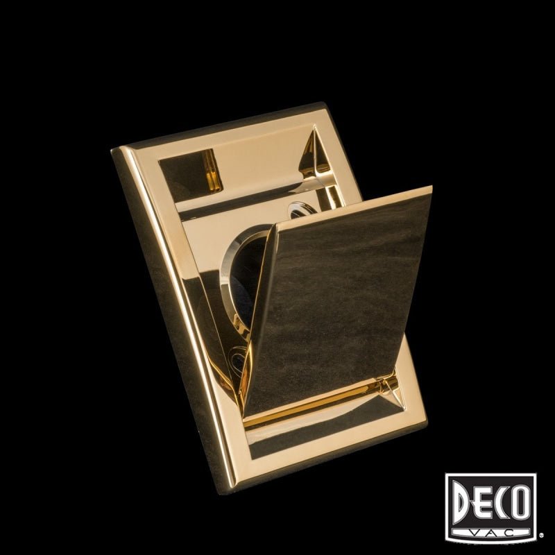 Deco Central Vacuum Wall Valve - Classic Square Door Polished Brass - Central Vacuum Parts