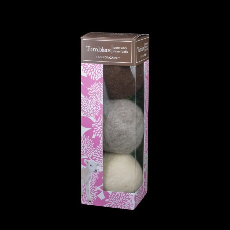 New Tumblers Pure Wool Dryer Balls - 3 Pack (Mix Of Grey Brown White) - Cleaning Products
