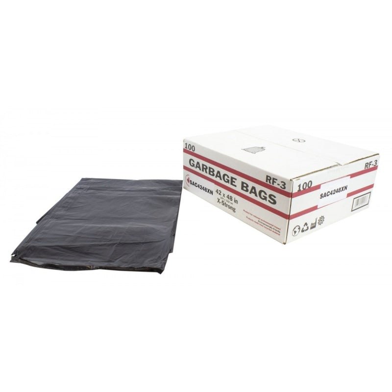 Garbage Trash Bags Extra Strong 42" x 48" Black Box of 100