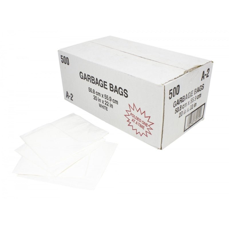 Garbage Trash Bags Regular 20" x 22" White Box of 500