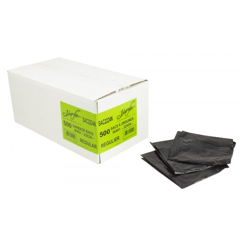 Garbage Trash Bags Regular 22" x 24" Black Box of 500