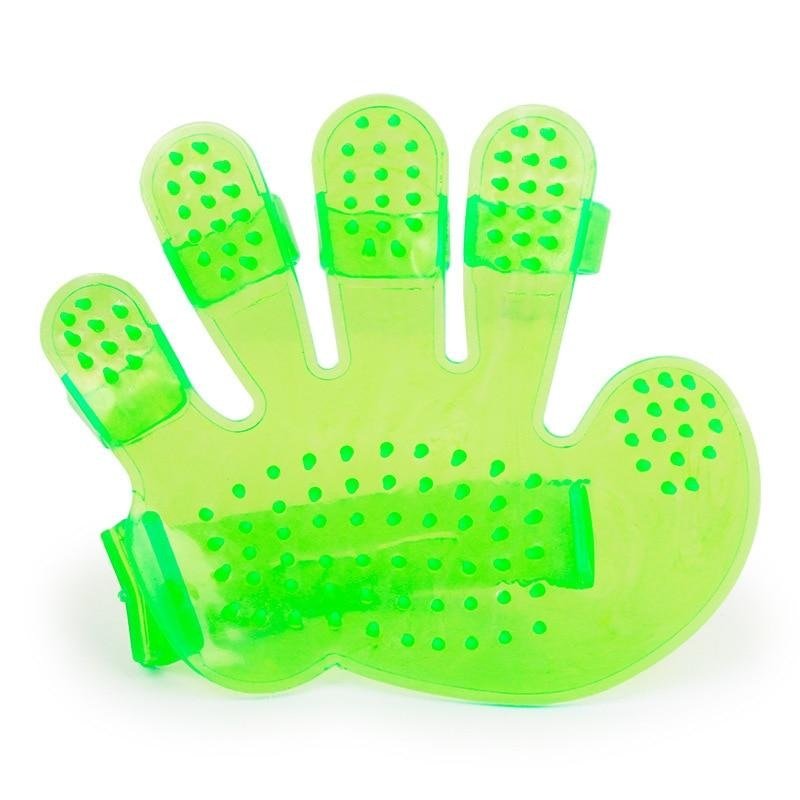 Hand Shaped Rubber Pet Bath Brush - Green - Pet Products