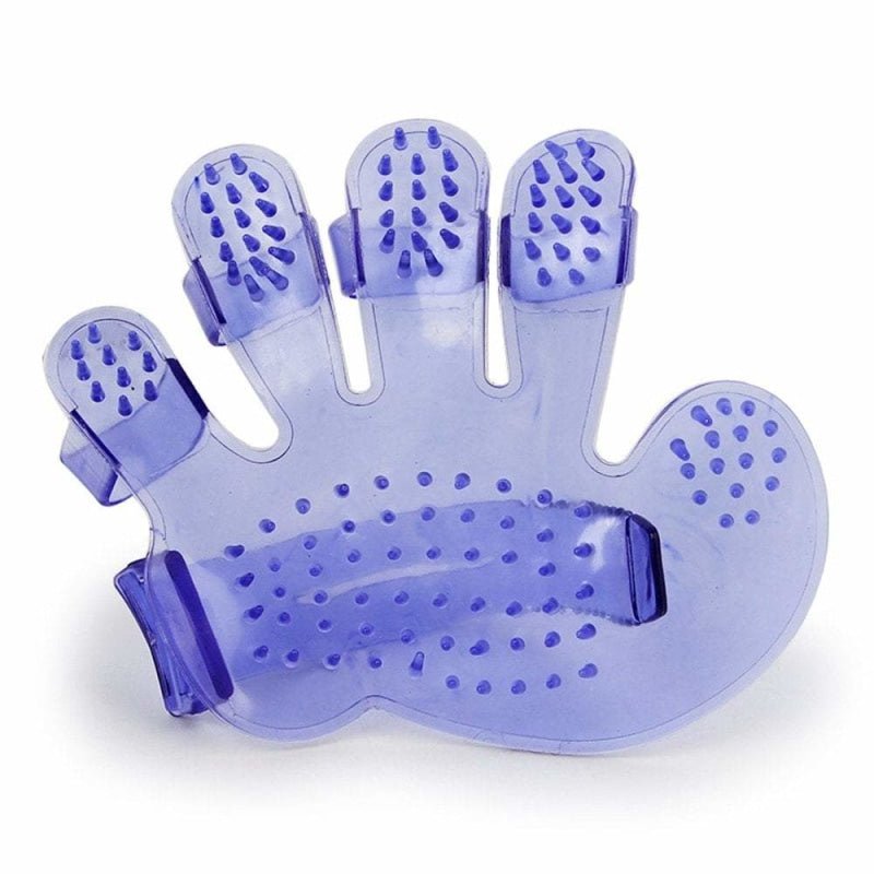 Hand Shaped Rubber Pet Bath Brush - Purple - Pet Products