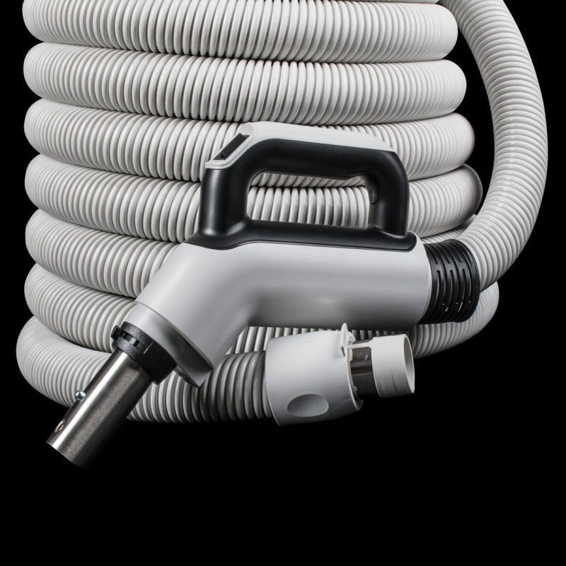 Hiflex Deluxe Crushproof Central Hose W/ Swivel Gas Pump Handle 30’ x 1 3/8 Light Grey