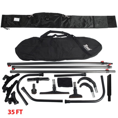 High Reach Vacuum Attachment Kit with 3 Carbon Fiber Poles & Carry Bag - 35 ft - Tools & Attachments
