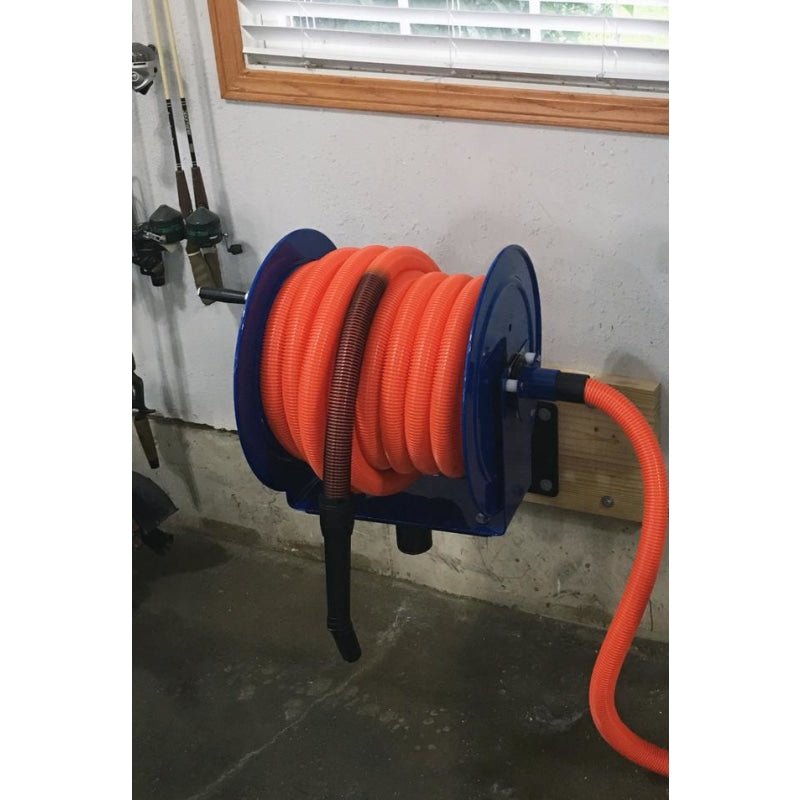 Hose Reel with 1.5 Inch x 50 Ft. Hose & 6 Ft Connecting Hose - Vacuum Hose