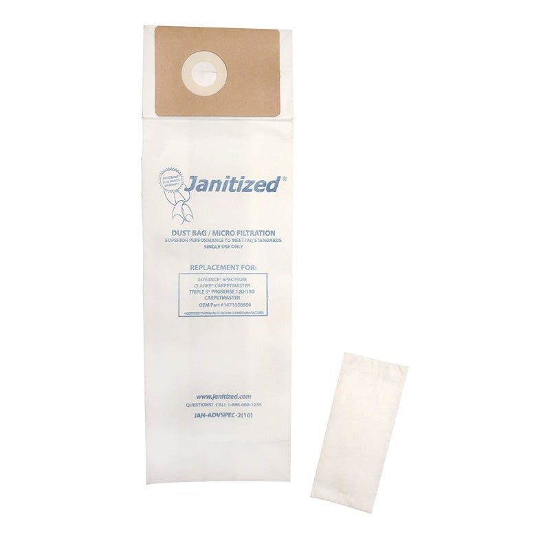 Janitized Paper (JAN-ADVSPEC-2) Premium Replacement Commercial Vacuum Bag - 10 Bags - Vacuum Bags