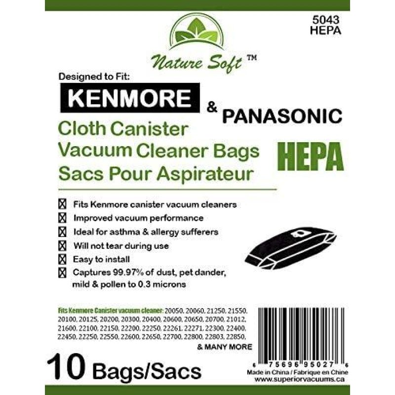 Kenmore Canister Vacuum HEPA Bags 5043 Type C - 10 Pack - Vacuum Bags