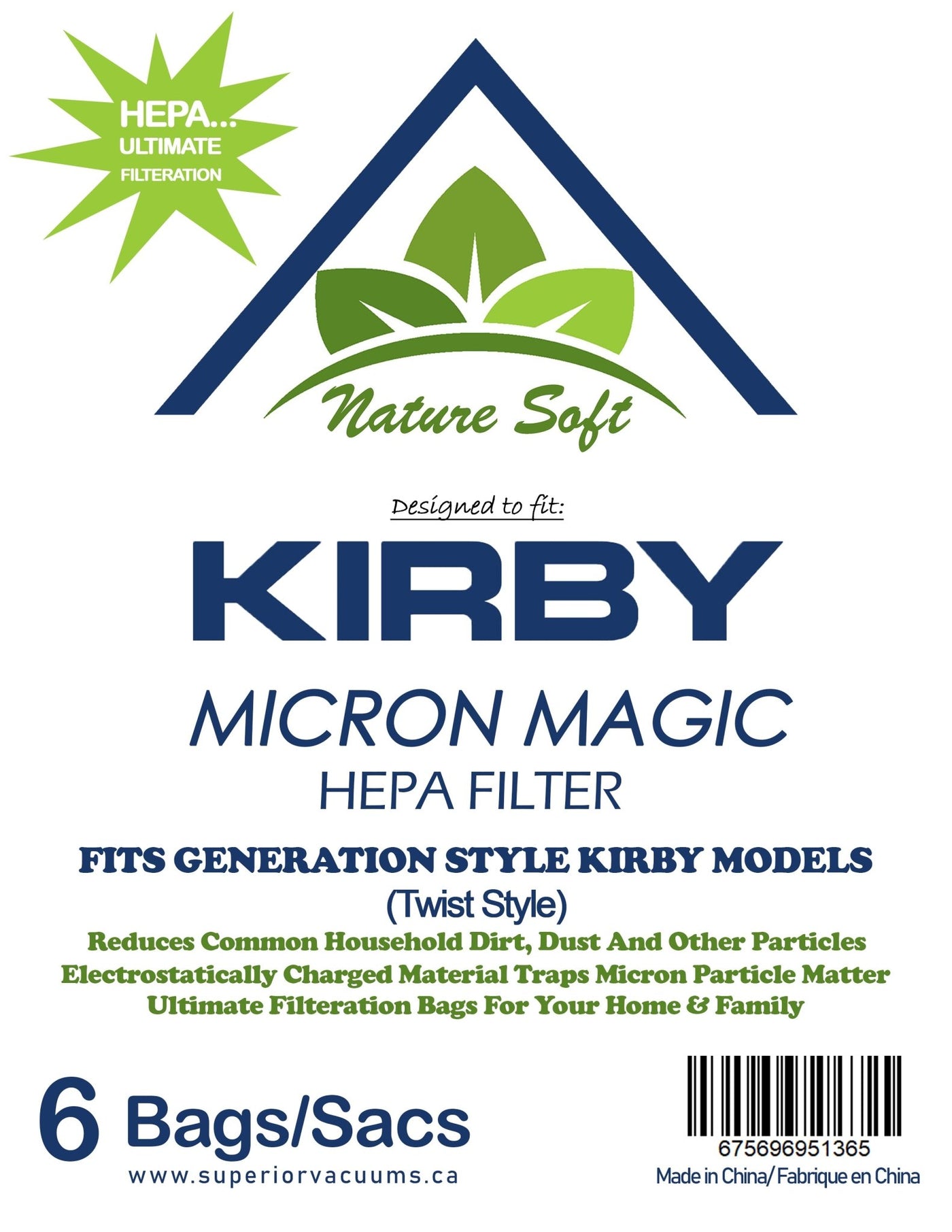 Kirby Generation Series HEPA Filter Bags – 6 pack