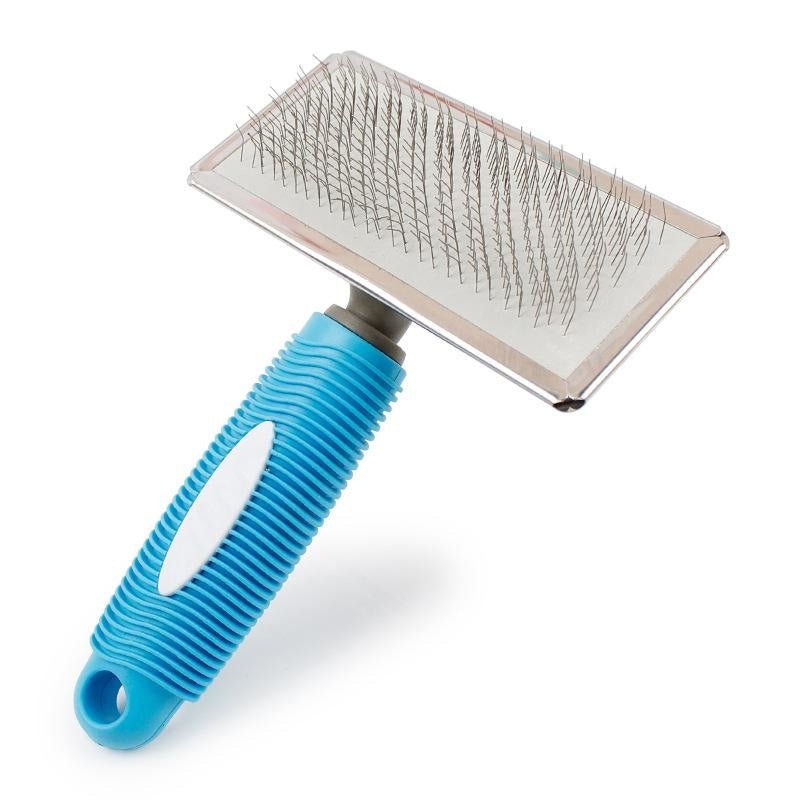 Medium Pet Deshedding Brush with Grip - Blue - Pet Products