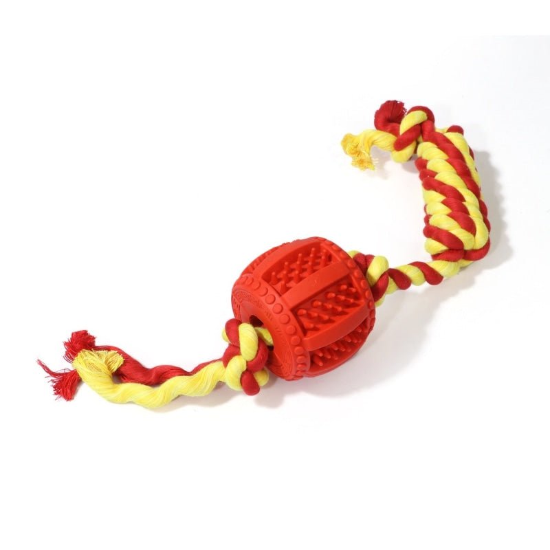 Molar Drum Rubber Dog Toy with Cotton Rope - Pet Products