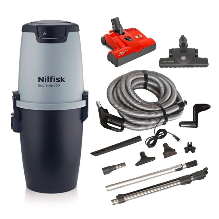 NILFISK SUPREME 250 CENTRAL VACUUM POWER UNIT & SEBO ELECTRIC POWER HEAD KIT - Central Vacuum Power Unit with Kit