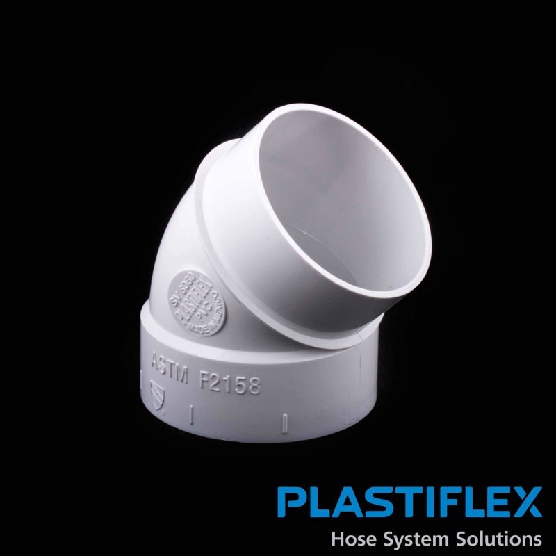 Plastiflex Central Vacuum Fitting - 45 Degree ELL Spigot - Central Vacuum Parts