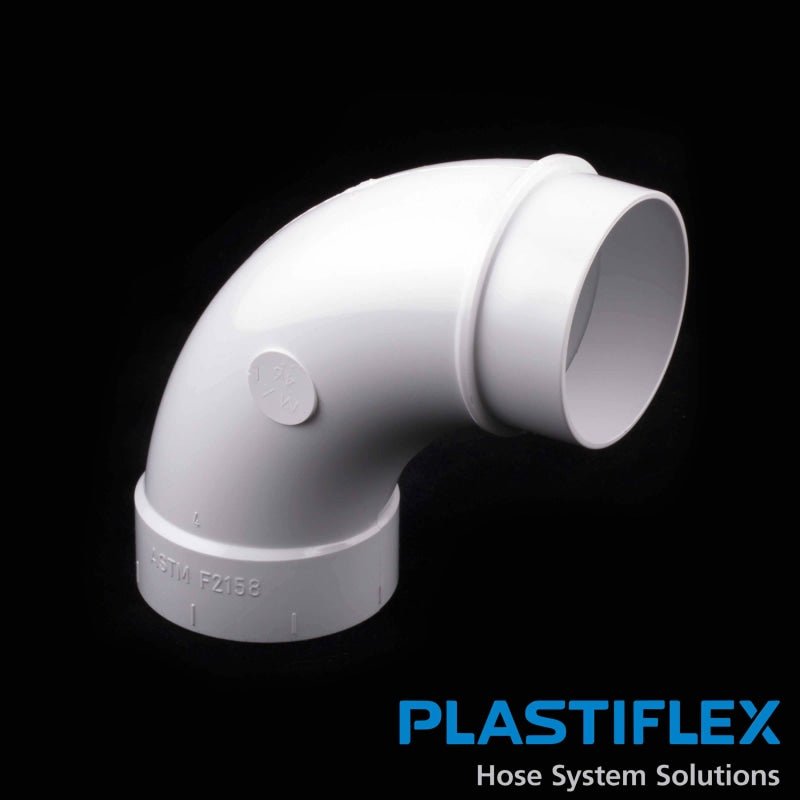 Plastiflex Central Vacuum Fitting - 90 Degree Sweep ELL Spigot - Central Vacuum Parts