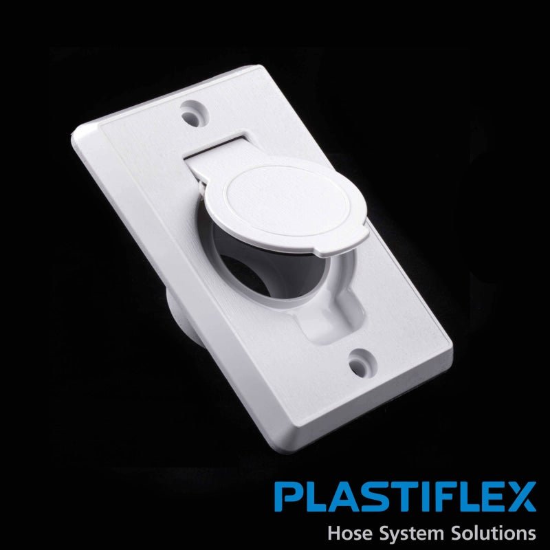 Plastiflex Central Vacuum Valve Toilet Seat Style Door - White - Central Vacuum Parts