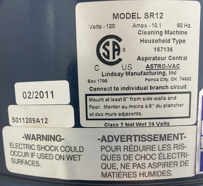 Refurbished ASTROVAC SR12 Central Vacuum System with 6-Month Warranty